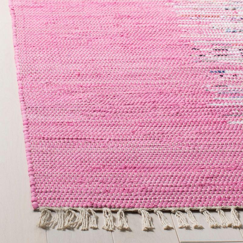 Coastal Charm Ivory & Pink Hand-Woven Cotton 5' x 8' Area Rug