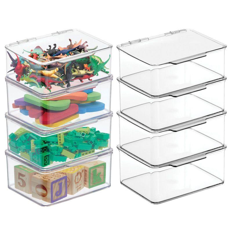 mDesign Plastic Playroom/Gaming Storage Organizer Box, Hinge Lid