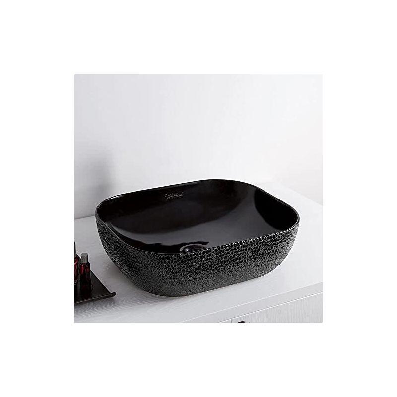 ALFI Isabella Plus Collection Rectangular Above Mount Basin with an Embossed Exterior, Smooth Interior, and Center Drain