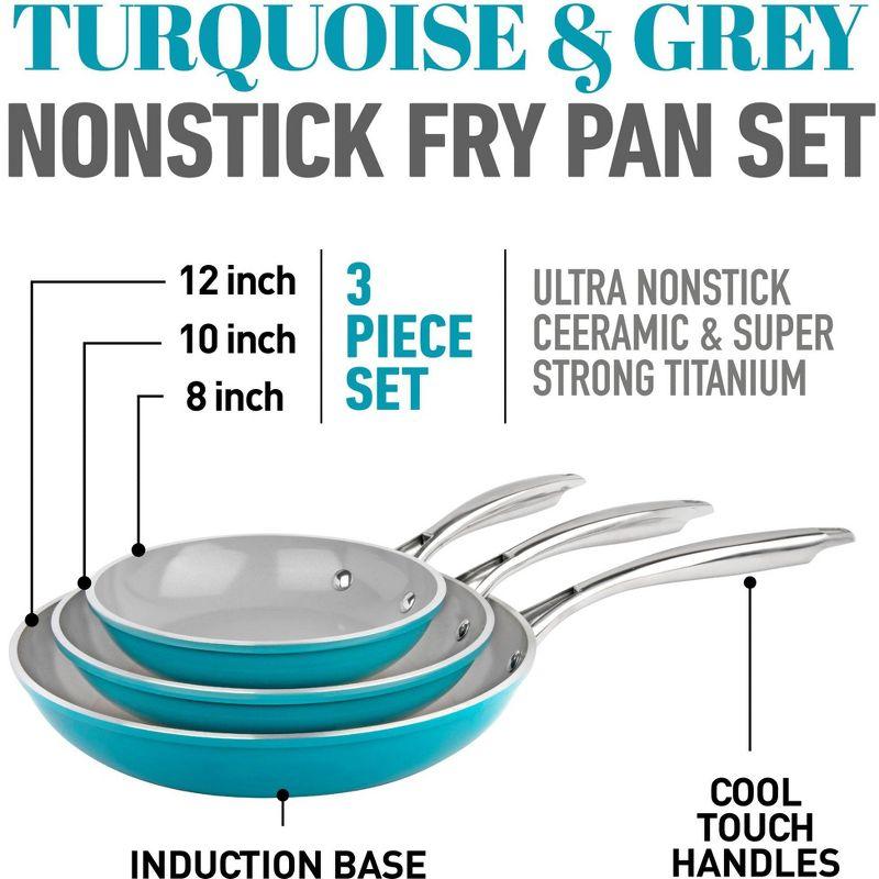Gotham Steel Gotham Steel Aqua Blue 3 Pack Nonstick Fry Pan Set - 8'' 10'' and 12''