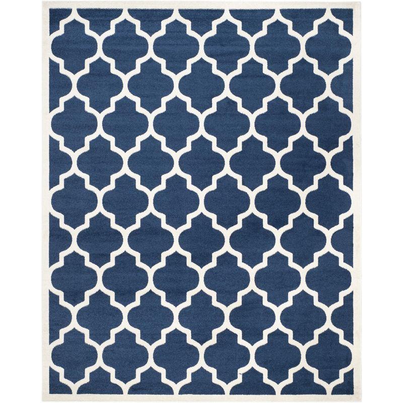 Navy & Beige Geometric Cotton-Blend 8' x 10' Area Rug