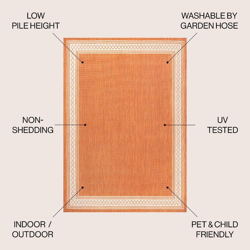 5' x 8' Lucia Classic Diamond Border Indoor/Outdoor Area Rug, Orange/Cream - JONATHAN Y