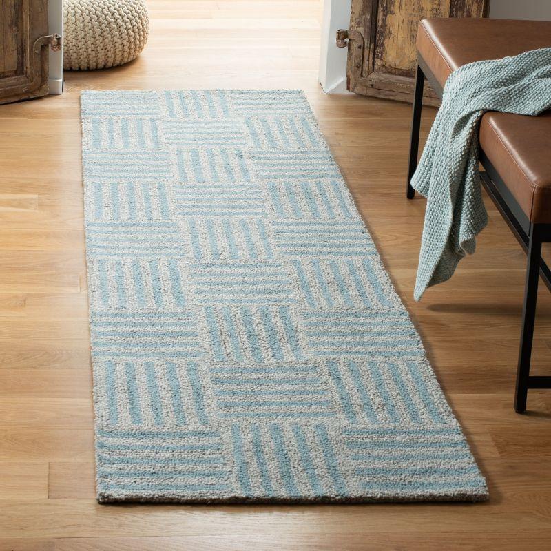 Hand-Tufted Abstract Blue Wool & Viscose 27" Area Rug