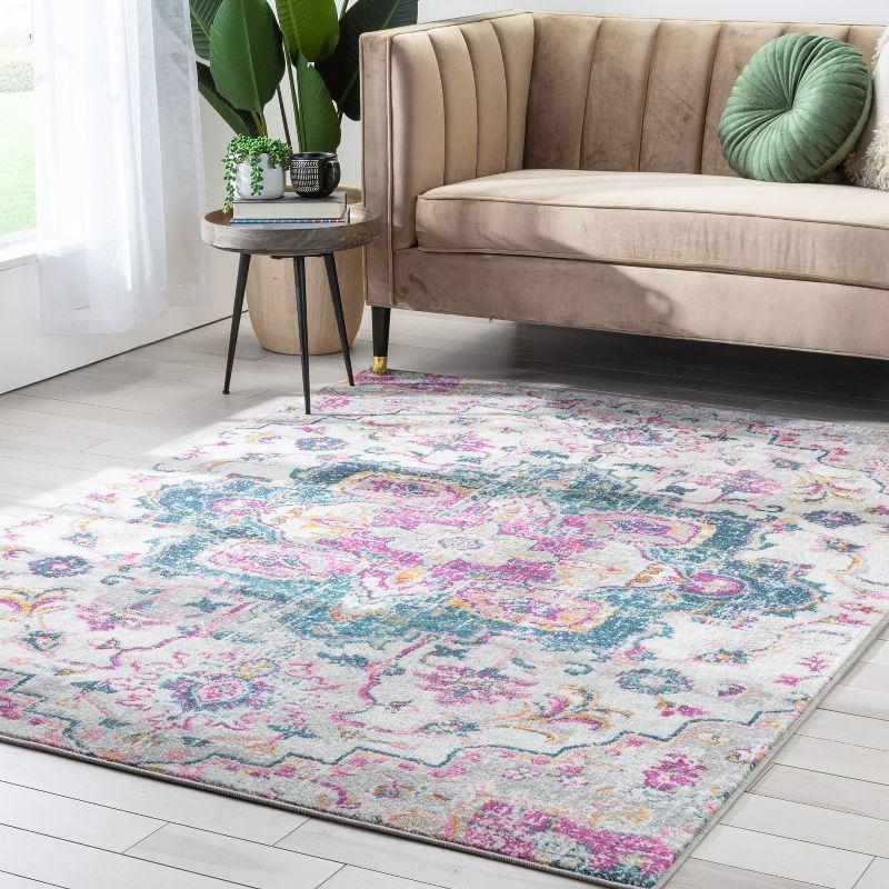 Well Woven Paloma Taura Oriental Fuchsia Distressed Area Rug