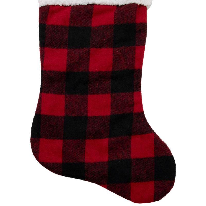 Northlight Seasonal 23" Black and Red Rustic Buffalo Plaid Christmas Stocking