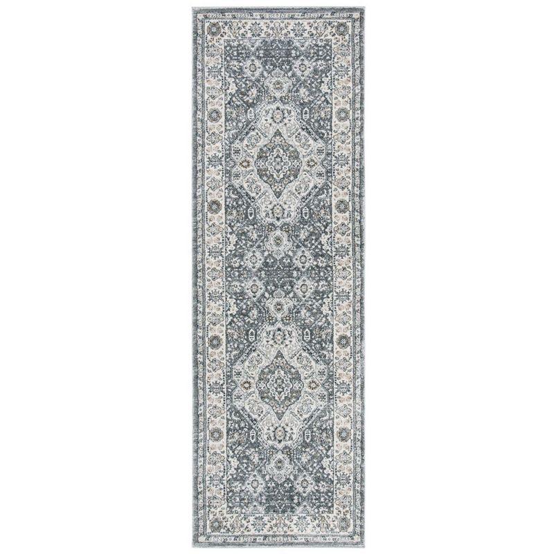 Elegant Isabella Hand-Knotted Grey Synthetic 2'2" x 11' Runner Rug