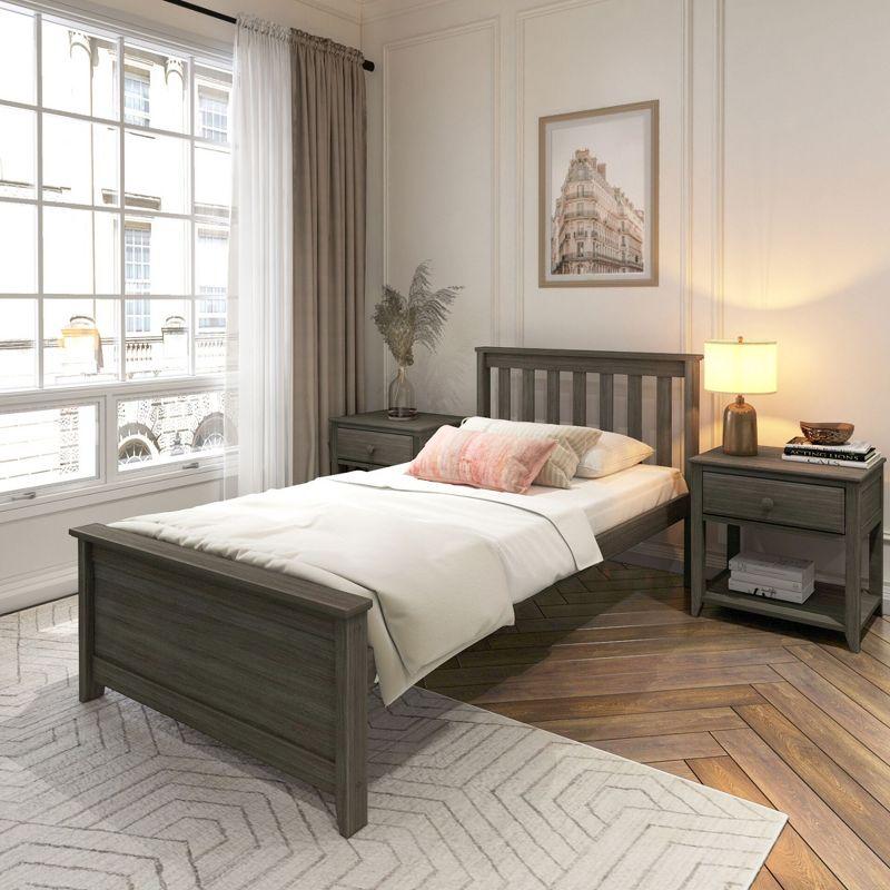 Plank+Beam Classic Solid Wood Full Size Bed Frame with Headboard for Adults
