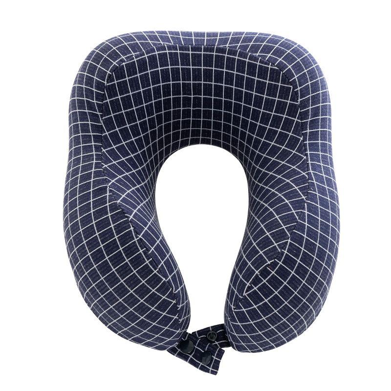 Travel Pillow - Memory Foam Pillow with Washable Cover - Neck Pillows for Sleeping on Airplanes, Trains, Cars, and Buses by Home-Complete (Navy)