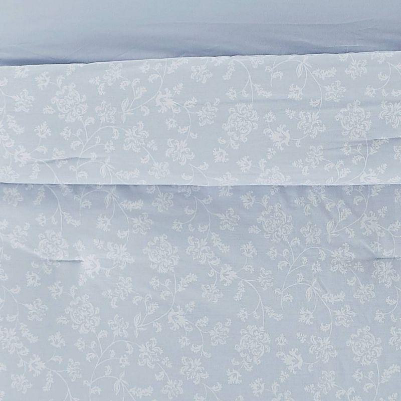 The Farmhouse 3pc King By Rachel Ashwell Majesty Comforter Set White/Blue: Percale, Botanical Design, 200 Thread Count