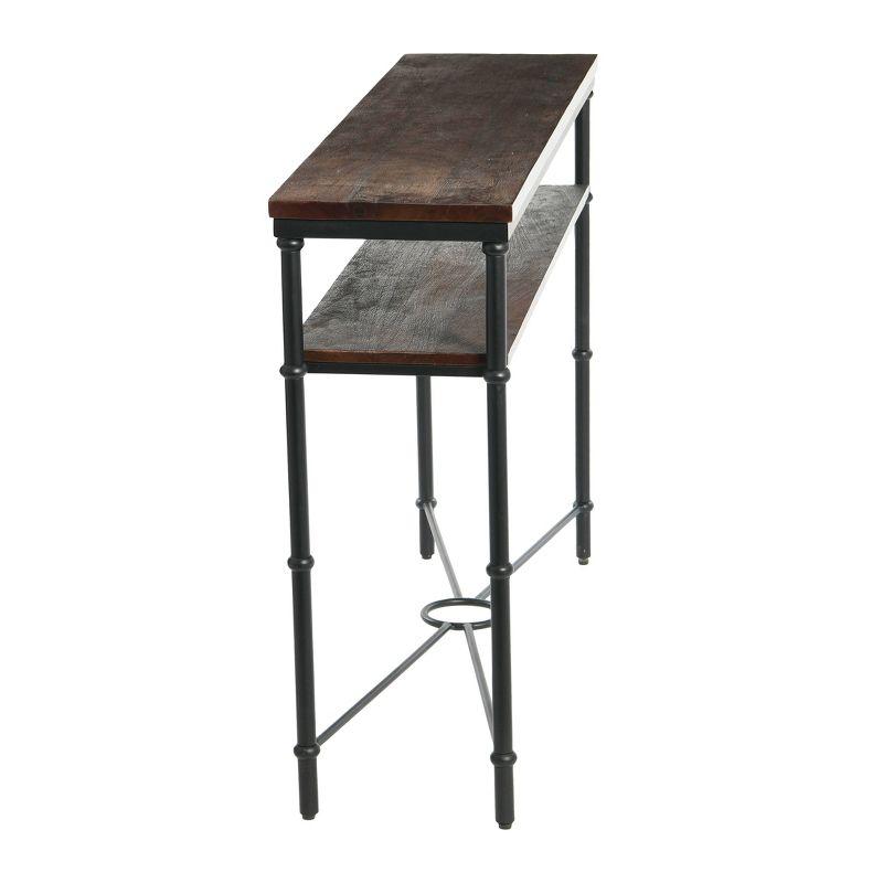 Storied Home Saratoga Console Table Gray: Industrial Iron Legs, Solid Acacia, Space-Saving Design