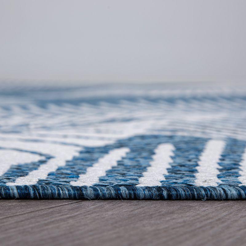 World Rug Gallery Distressed Palm Leaves Textured Flat Weave Indoor/Outdoor Area Rug - NAVY 7'10"X10'