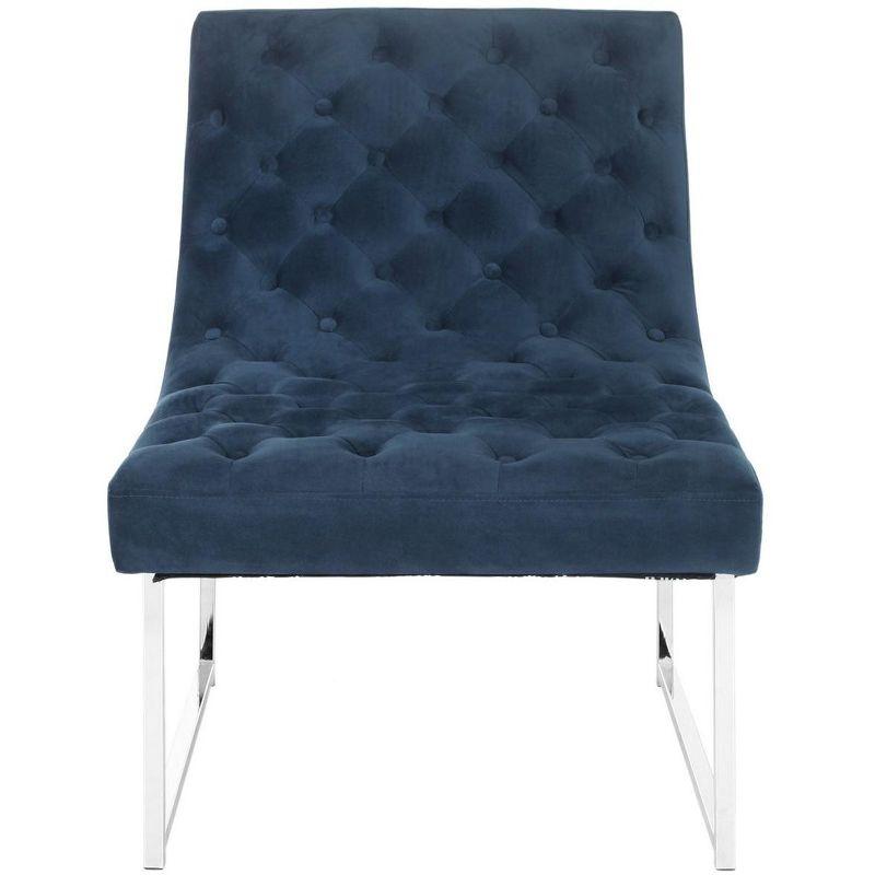 Navy Velvet Spot 25" Metal-Legged Transitional Accent Chair