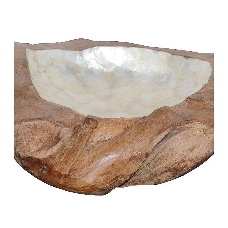 A&B Home Decorative Teak Bowl: Round Wood Centerpiece, Not for Food or Drink, 11.8" Diameter