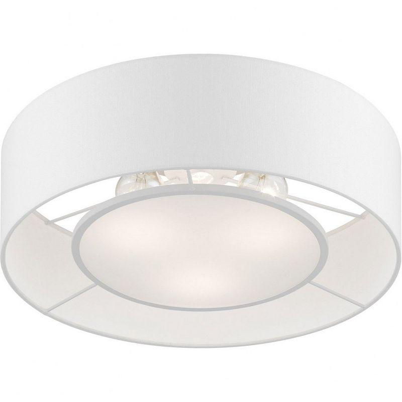 Livex Lighting Gilmore 3 - Light Semi-Flush Mount in  Brushed Nickel/Shiny White