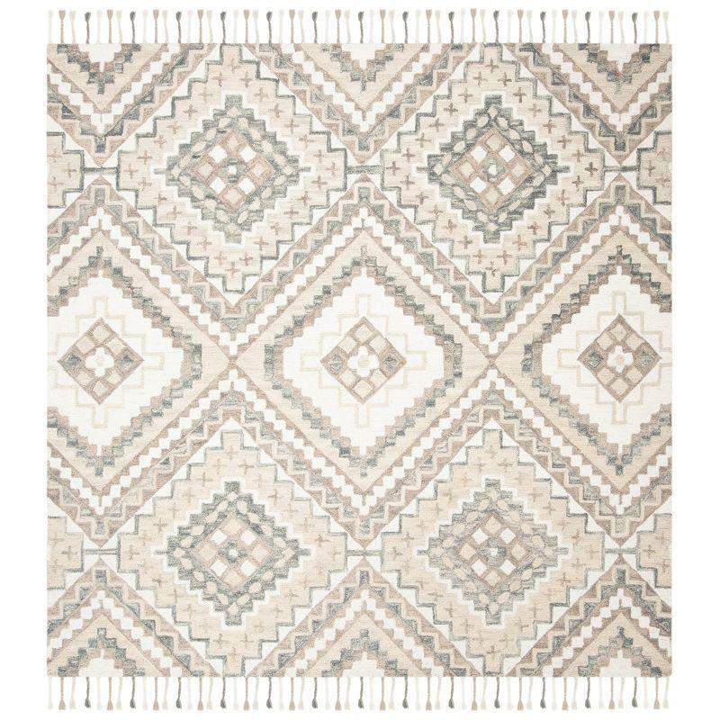 Aspen APN250 Hand Tufted Area Rug - Taupe/Ivory - 5' X 5' Square - Safavieh.