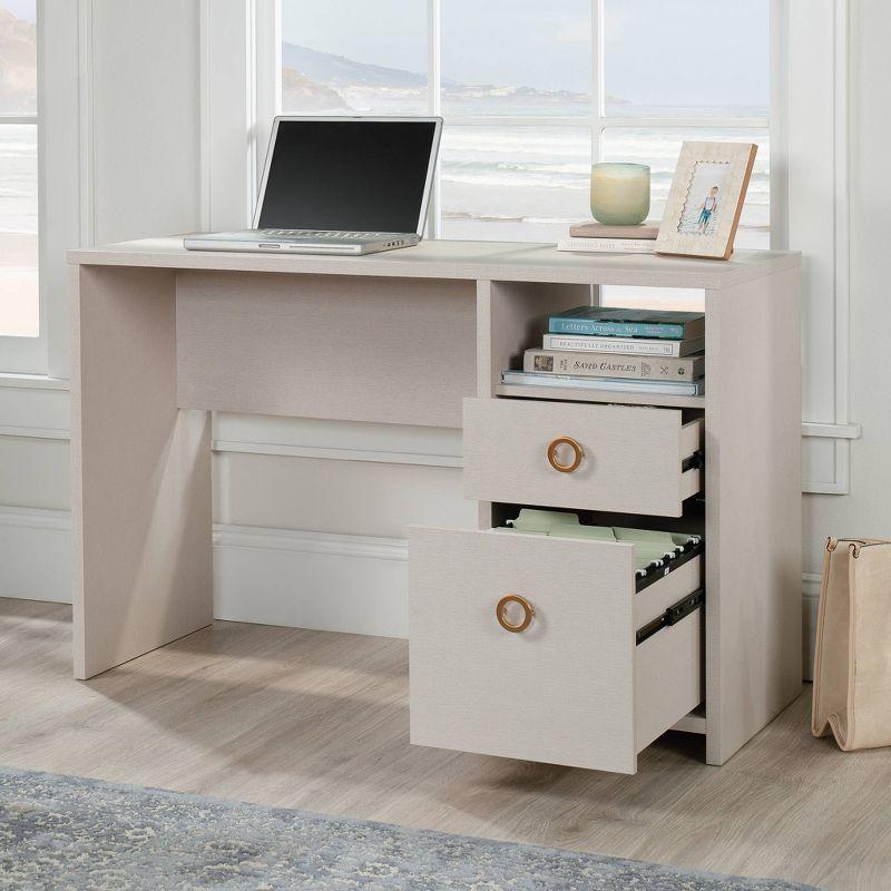 Dove Linen White Wood Desk with Drawer and Filing Cabinet