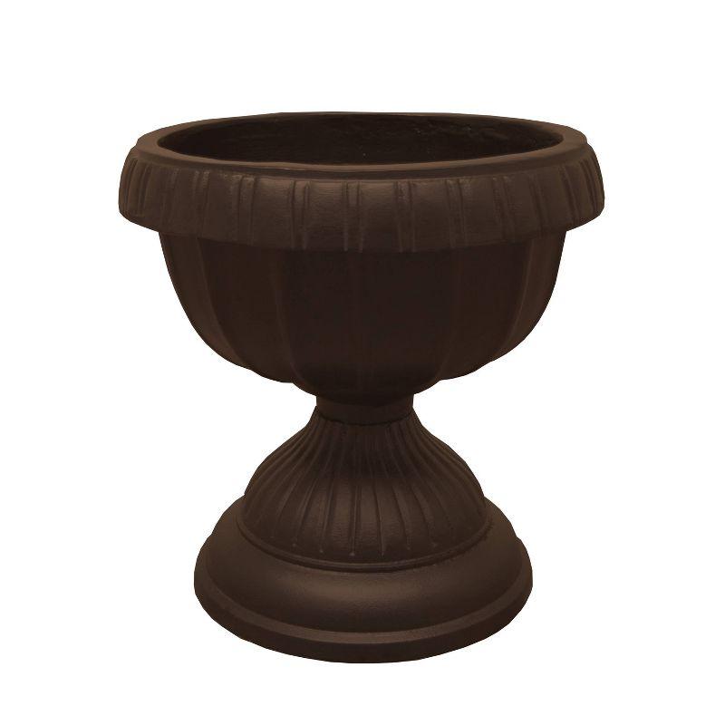 Ornate Cast Aluminum 35" Bird Bath with Planter - Brown - Oakland Living: Traditional Style, Easy Setup