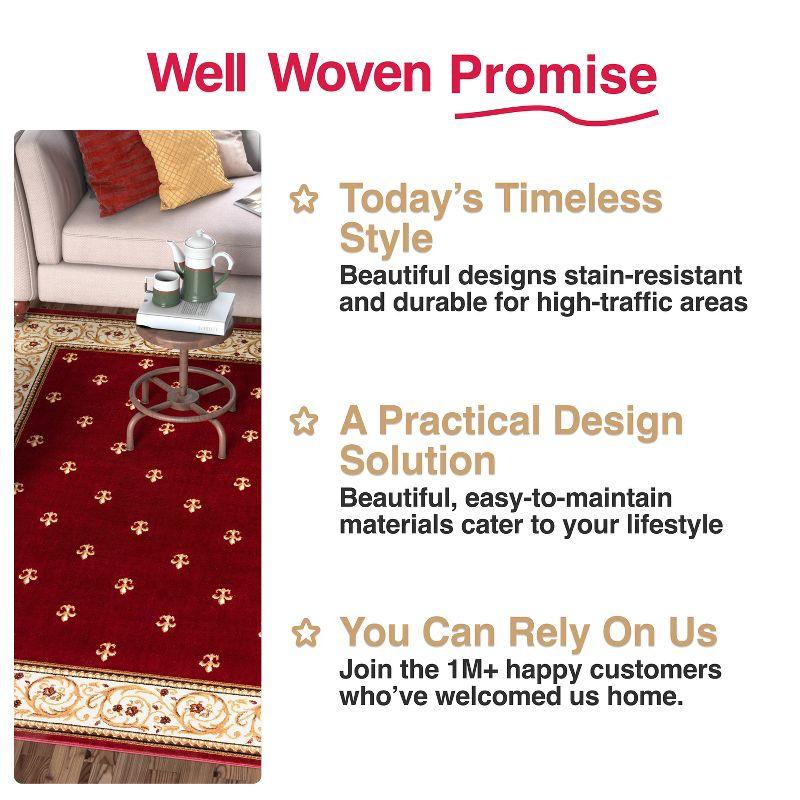 Well Woven Barclay Collection Fleur de Lis Red 5'3" x 7' Area Rug - for Living Room, Bedroom, and Dining Room