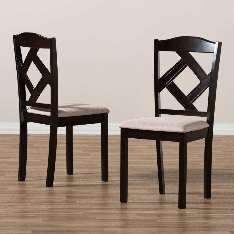 Set of 2 Ruth Modern And Contemporary Fabric Upholstered Dining Chairs - Baxton Studio: Geometric Back Design