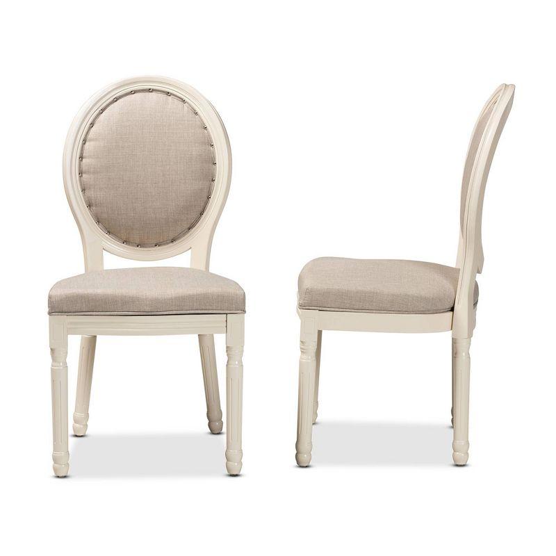 Set of 2 Louis Fabric Upholstered Dining Chairs with Nailhead Trim - Baxton Studio