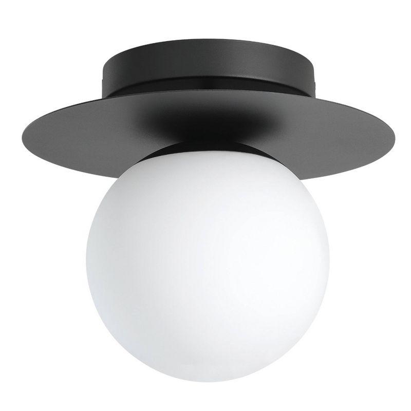 Arenales 9" Black Semi-Flush Mount Light with Opal Glass Shade