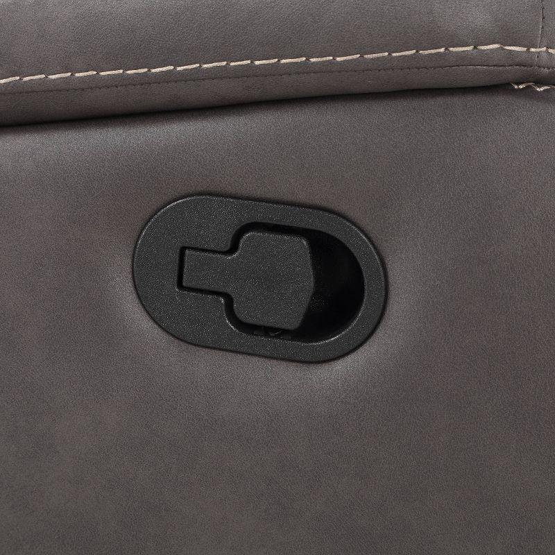 Katrine Manual Recliner Charcoal - Steve Silver Co.: Faux Leather Upholstery, Plywood Frame, No Tools Assembly