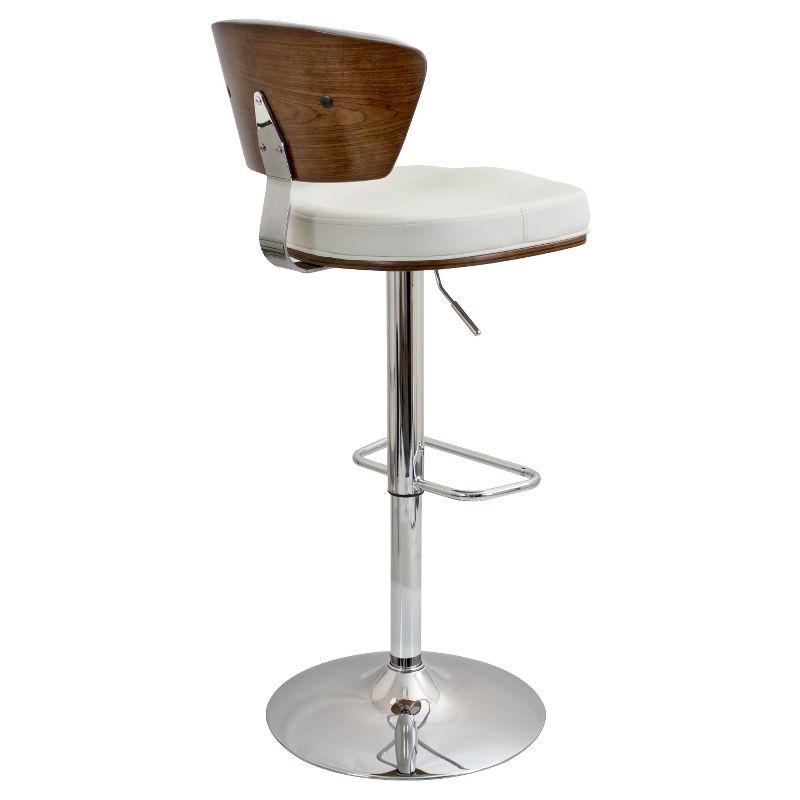 Walnut & White Faux Leather Adjustable Swivel Barstool