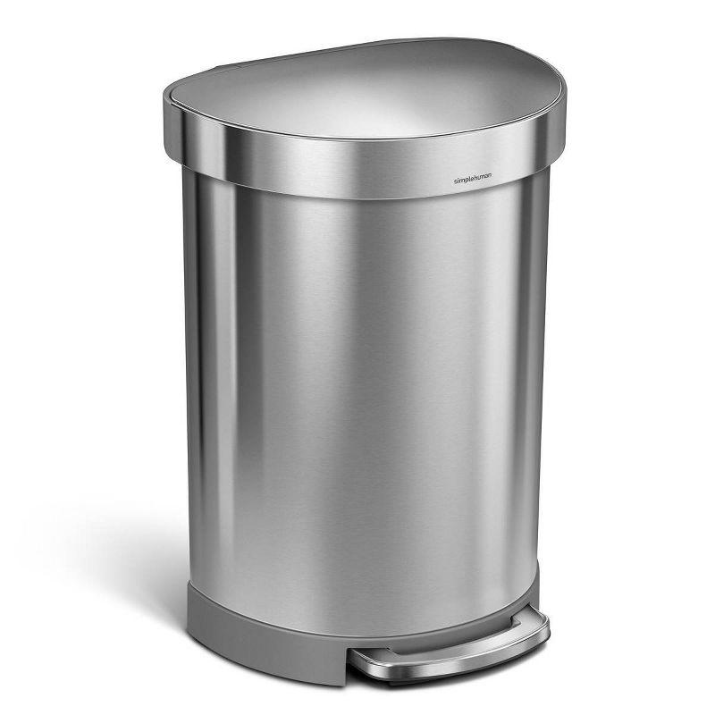 simplehuman Semi-Round Hands-Free Kitchen Step Trash Can with Soft-Close Lid