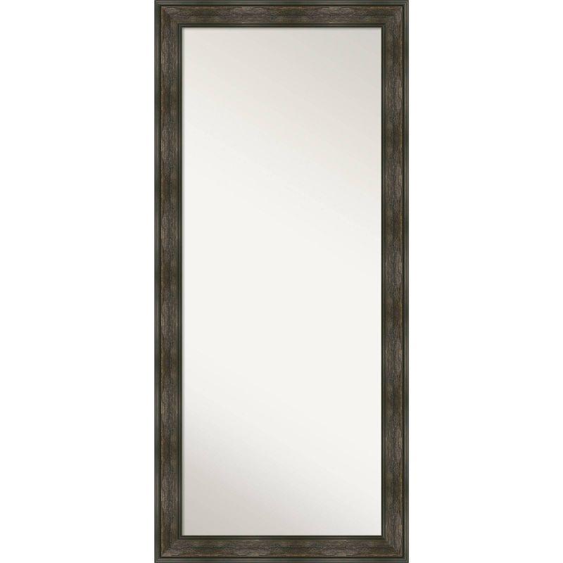30" x 66" Non-Beveled Rail Rustic Char Full Length Floor Leaner Mirror - Amanti Art: Polystyrene Frame, Spot Clean