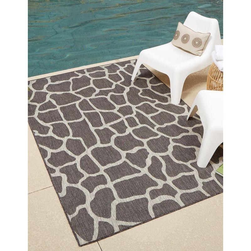 Unique Loom 6' 1 x 9' 0 Rectangle Indoor/Outdoor Safari Charcoal Gray Area Rug
