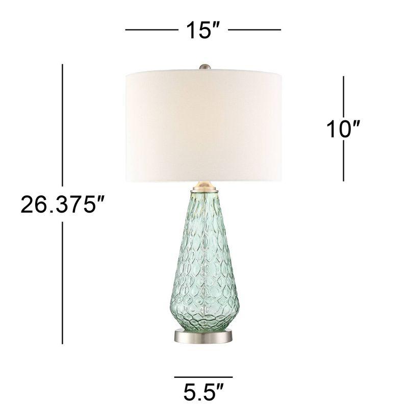 360 Lighting Julia 26 3/8" Tall Modern Coastal Table Lamps Set of 2 Seafoam Green Glass Living Room Bedroom Bedside Nightstand House Off-White Shade