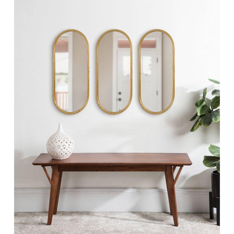 (Set of 3) 10" x 22" Caskill Capsule Framed Wall Mirror Set Gold - Kate & Laurel All Things Decor: Modern Style, No Assembly