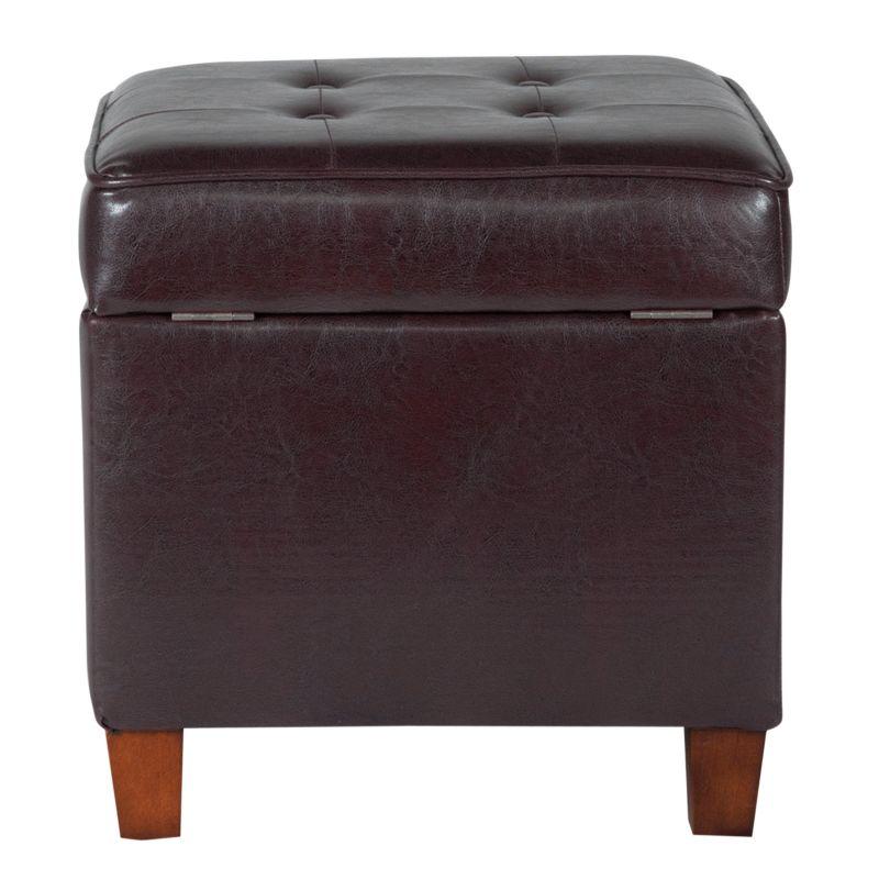 Square Tufted Faux Leather Storage Ottoman - HomePop