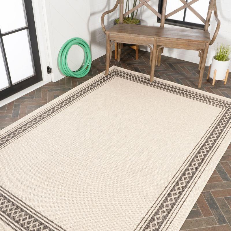 5' x 8' Lucia Classic Diamond Border Indoor/Outdoor Area Rug, Cream/Black - JONATHAN Y
