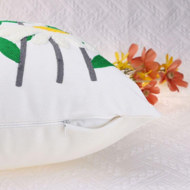 Unique Bargains Embroidered Floral Throw Floral Pattern Pillow Cases 2 Pcs Green Leaves 18" x 18"