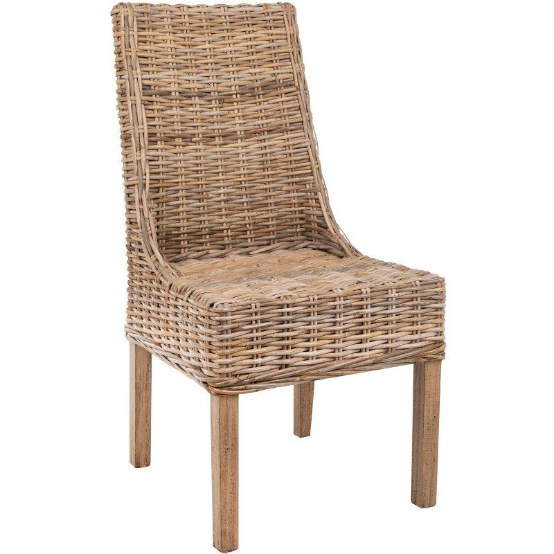 Transitional Suncoast 20" Natural Rattan Arm Chair, Brown