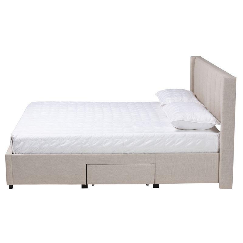 Baxton Studio Coronado Mid-Century Modern Transitional Fabric 3-Drawer Storage Platform Bed