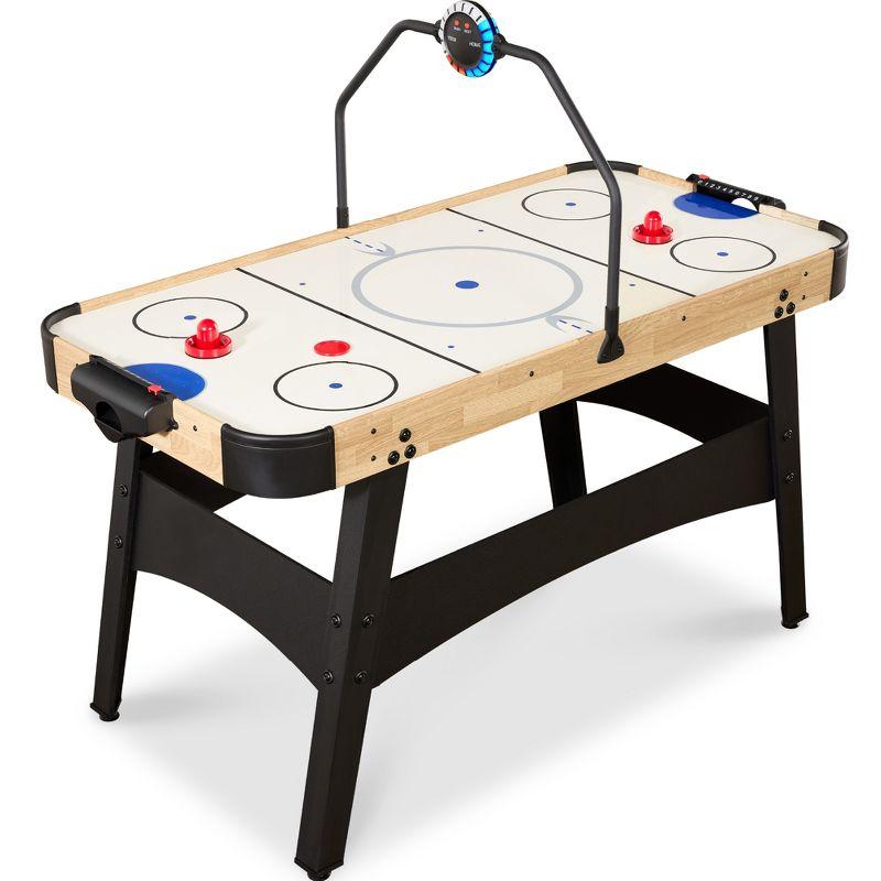 Natural 54 Inch Air Hockey Table with LED Lights and Scoreboard