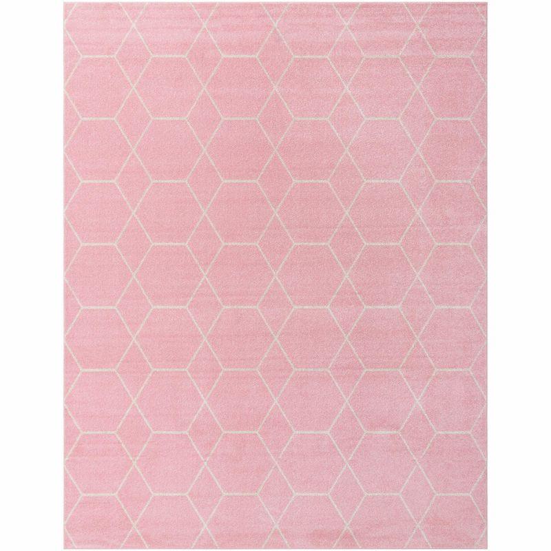 Unique Loom 8' 0 x 10' 0 Trellis Frieze Geometric Light Pink Area Rug