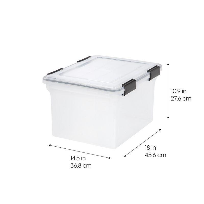 IRIS USA Letter Legal Size File Box 32qt WEATHERPRO Airtight Plastic Storage Bin with Lid and Seal and Secure Latching Buckles