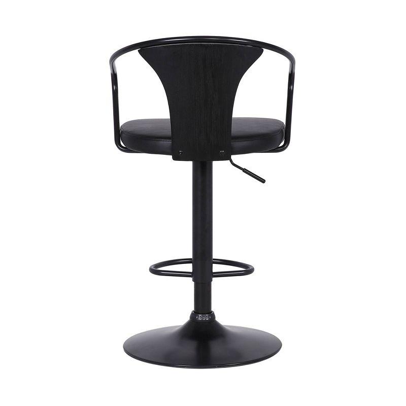 Eagle Contemporary Adjustable Barstool Black - Armen Living: Swivel Seat, 26-30 Inch Height, Faux Leather