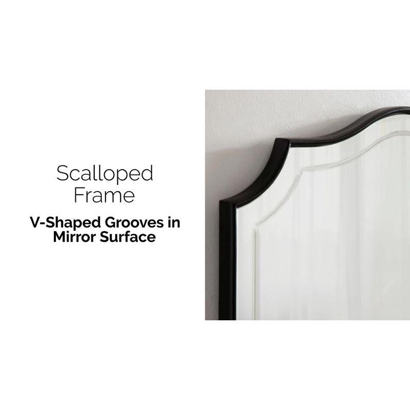20" x 30" Hollyn Decorative Framed Wall Mirror Black - Kate & Laurel All Things Decor: Scalloped Edge, V-Groove, Hangs Both Ways