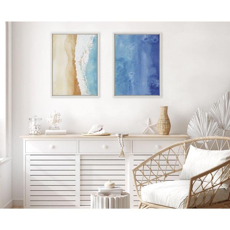 Kate and Laurel Sylvie Ocean Wake 1 and 2 Framed Canvas by Julie Maida, 2 Piece 18x24, White