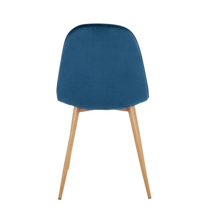 Set of 2 Pebble Metal/Velvet Dining Chairs Natural/Blue: Steel Frame, Tapered Legs, Foam Fill - LumiSource