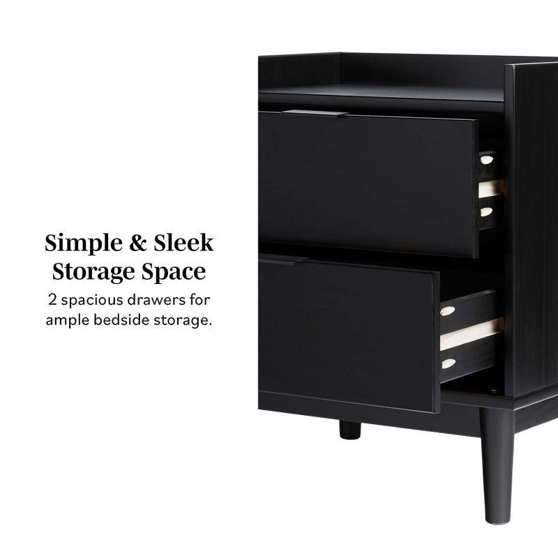 MOEPISY Mid-Century Modern 2-Drawer Solid Wood Nightstand