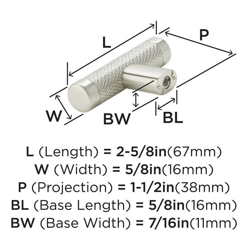 Amerock Bronx 2-5/8 inch (67mm) Length Satin Nickel Cabinet Knob