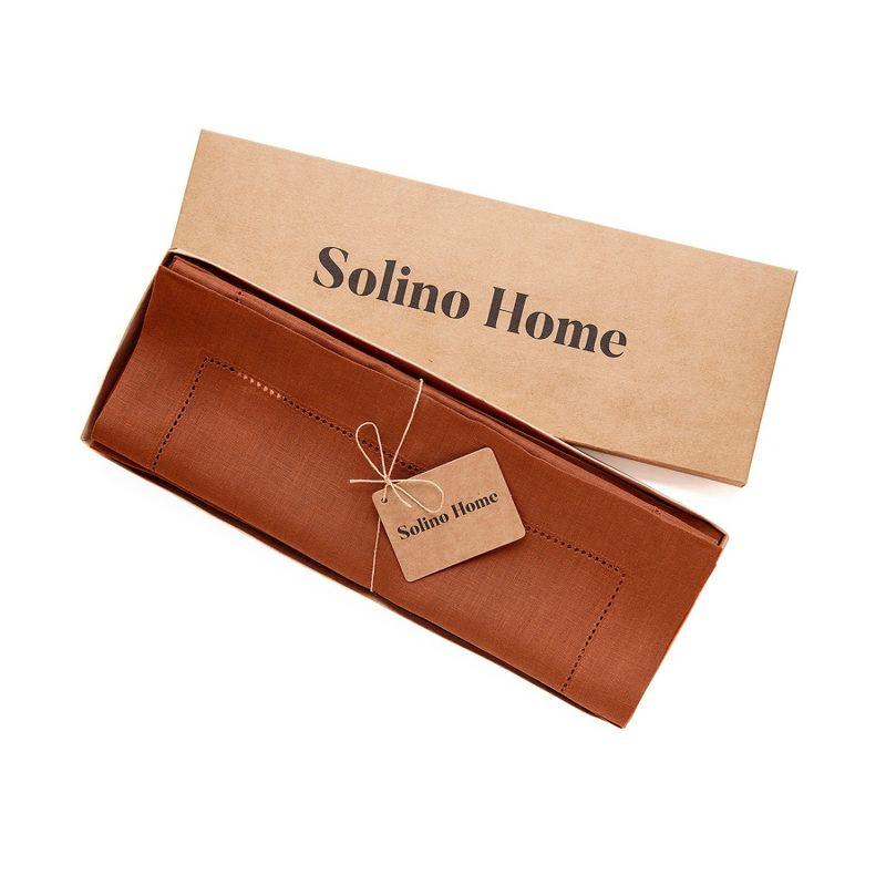 Solino Home Linen Classic Hemstitch Placemats Ivory Set of 4, 14 x 19 Inches