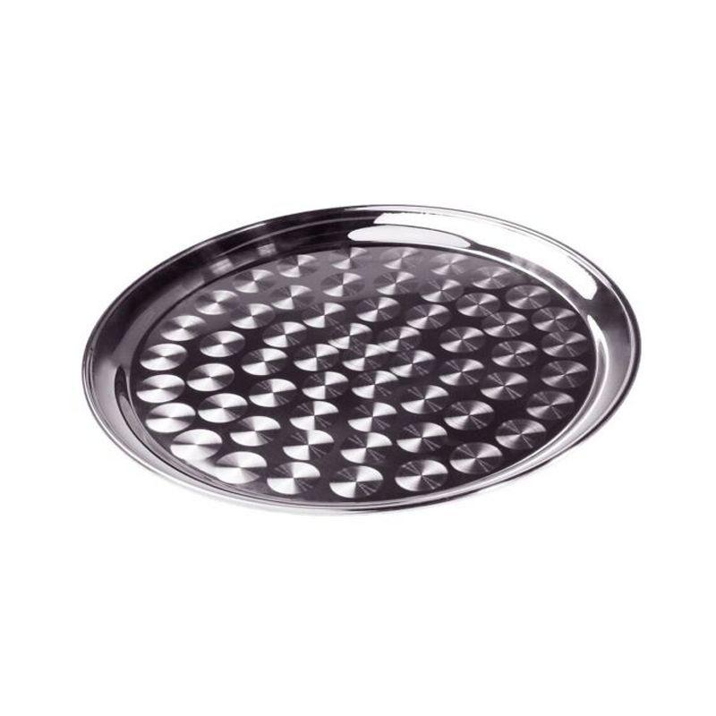 16-Inch Round Stainless Steel Swirl Pattern Serving Tray