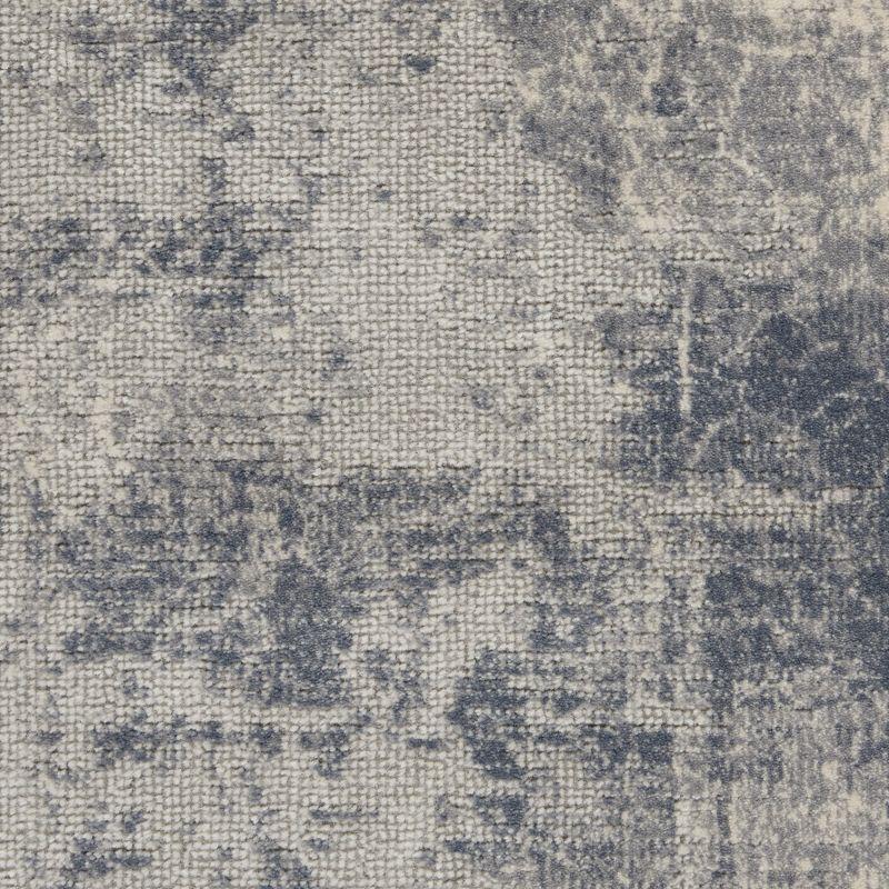 Abstract Blue and Ivory Weathered Textured Area Rug 3'11" x 5'11"