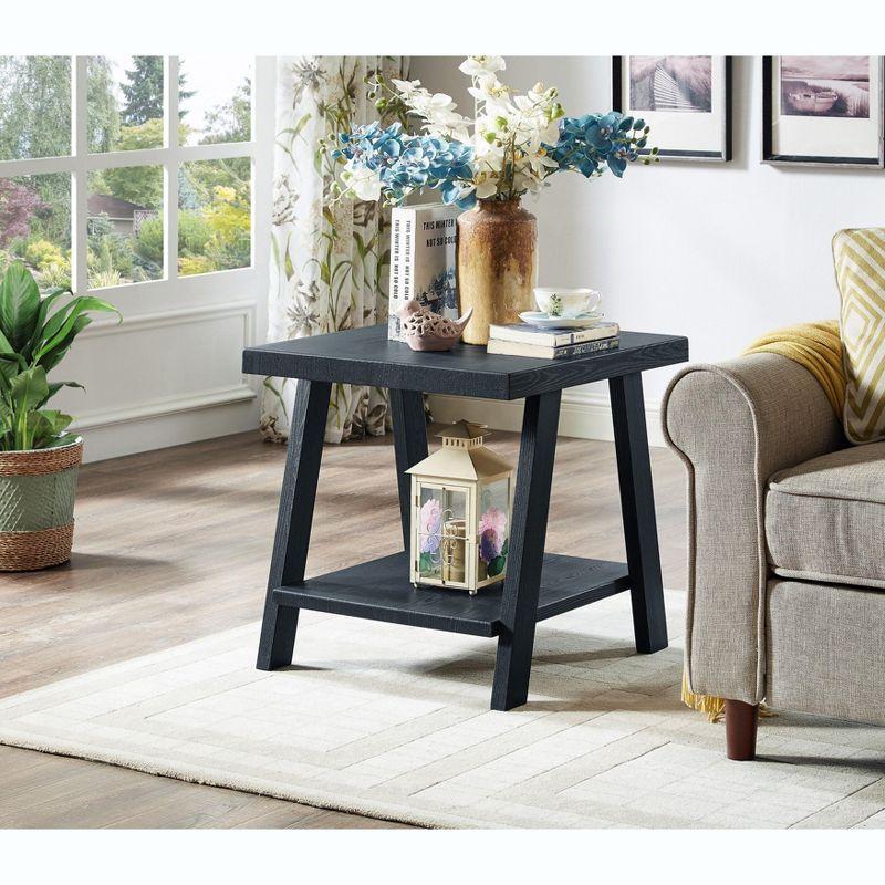Roundhill Furniture Athens Contemporary Replicated Wood Shelf End Table in Black Finish